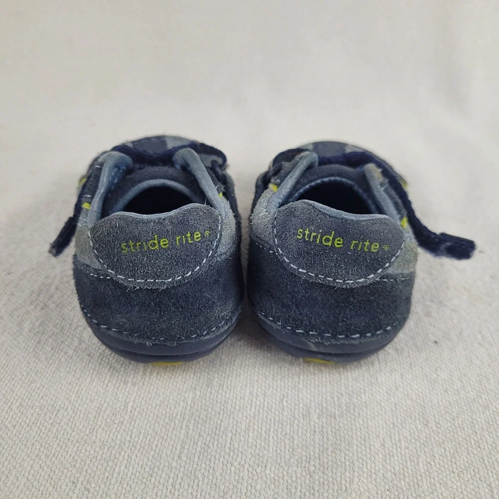 Stride Rite SRT Baby Boy Navy Blue Grey Suede Soft Motion Sneakers Size‎ 4.5W